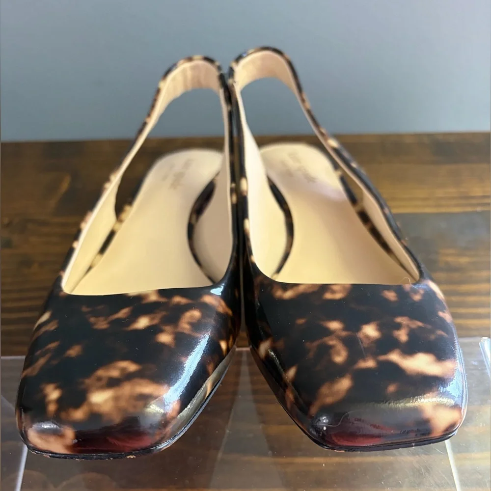 Kate Spade Brown Tortoise Square Toe Slingback Flats Women’s Size 6M